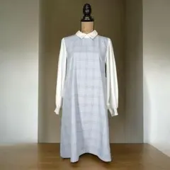 アズノゥアズ◎ロングワンピース(F)長袖 チェック 襟付き レース ガーリー