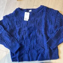 グリーンレーベルリラクシング編み模様 ニットセーター 長袖未使用品