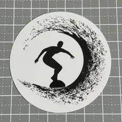 【K-21】防水ステッカー サーフィン サーフボード サーファー モノクロ 白黒