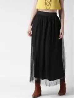 FOREVER 21 ブラックチュールロングスカート　美品　Sのサムネイル