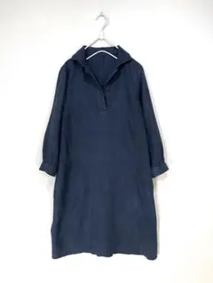 386 LA MARINE FRANCAISE 製品染め 上質リネン 膝丈ワンピのサムネイル