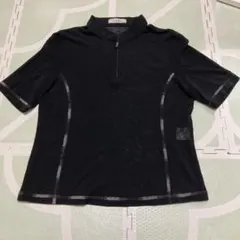 ハーフジップ 黒 シースルー半袖Tシャツのサムネイル
