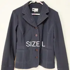 テーラードジャケット　日本製　レディース　L　長袖　アウター　グレー