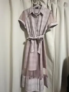 【SPIGA】チェックシアーシャツワンピース