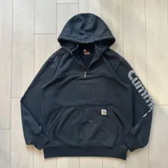 M 黒 Carhartt ハーフジップ フーディ パーカー カーハート フェード
