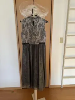 グレー レース パーティードレス ノースリーブ