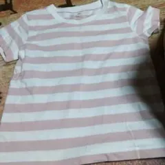 無印半袖Tシャツピンクボーダー100