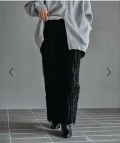 【新品】LEPSIM 7ゲージフリンジニットスカート ブラック