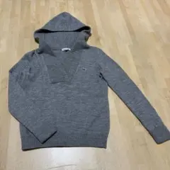 LACOSTE フード付きニットセーター サイズ38 グレー