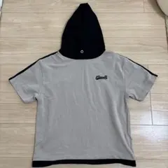 フード付きTシャツ 150cm ベージュ/黒 男の子