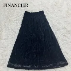 フィナンシェ プリーツスカート フレア Aライン 花柄シアー 二次会 パーティ