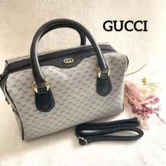 希少⭐︎OLD GUCCI 濃紺 マイクロGG インターロッキング ミニボストン