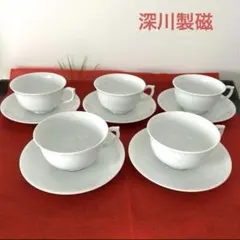 未使用 波佐見焼 丹心窯 ハートインクローバー カップ&ソーサー5客 