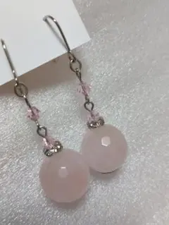 ローズクォーツ ピアス フックタイプ