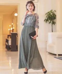 刺繍レースパーティードレス