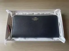 COACH 長財布 ブラック レザー ラウンドファスナー