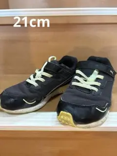 PUMA キッズ スニーカー ブラック イエロー 21cm