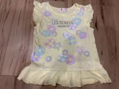 【薄いシミあり】ドーナツ柄 フリル袖 トップス イエローのサムネイル