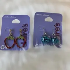 Claire's ピアス 2点セット ストロベリー グリッター断捨離のサムネイル
