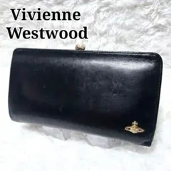 Vivienne Westwood がま口 長財布 レザー 黒 オーブ ゴールドのサムネイル