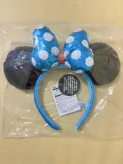 ミニー カチューシャ スパンコール 青 水色 水玉 ドット ディズニーリゾート