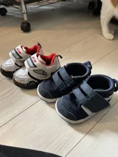 ベビーシューズ IF ME イフミー　トミカ2足セット ホワイト/ネイビー