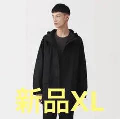 muji labo】紳士 コットンライトキャンバス フーデッドブルゾン L 黒