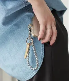 【美品】HASHIBAMIヘマタイトボールスマホハンド ストラップ (シルバー)