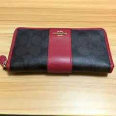 COACH シグネチャー 長財布 CW778 レッドストラップ コーチ 使用済み