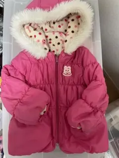 ミキハウス　フード付きピンクダウンコート