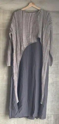 オズモーシス　レイヤードニットワンピース　ブラウン　アシンメトリー