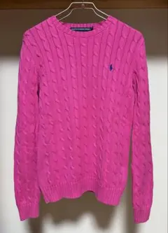 ラルフローレンスポーツ ケーブルニット セーター ピンク Lサイズ 綿100%