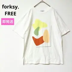 forksy. フォルクシー【FREE】配色アートグラフィックTシャツ ホワイト