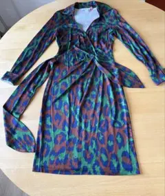 DIANE von FURSTENBERG 茶X緑X濃紺　ワンピース(0)