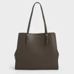 【CHARLES&KEITH】クラシックダブルハンドルトートバッグ ブラウンのサムネイル