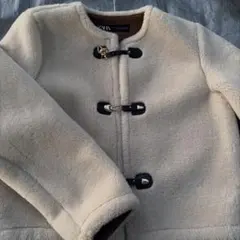 ZARA トグルボタンフェイクファージャケット　S エクリュ