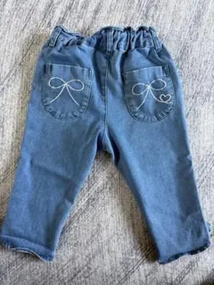 apres les cours リボン　デニムクロップドパンツ　110cm