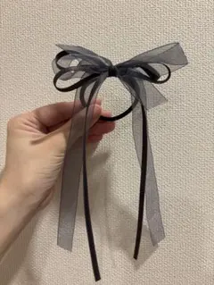 シフォンリボンヘアゴム ブラック