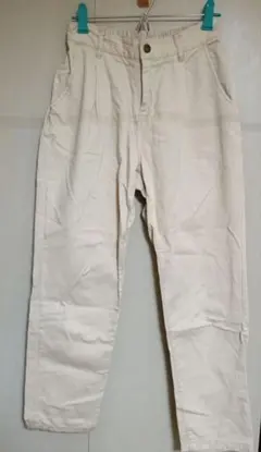 アイボリー チノパン ゴム入りウエスト