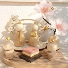 71 ひな祭り　ひな人形　お雛様　ハンドメイド　雛人形　木製　雛飾り　春