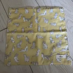 猫柄の黄色ハンカチ