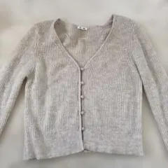 GUベージュ Vネック ニットカーディガン