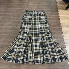 GU チェック柄 マーメイドロングスカート　L