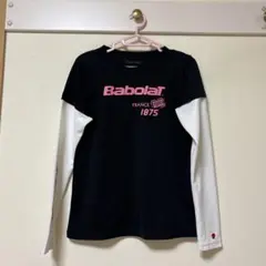 【Babolat バボラ】ロングスリーブ　長袖Tシャツ M ブラック×ホワイト