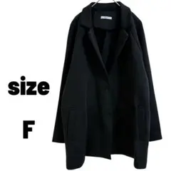 【美品】ケユカ レディースコート (F) XL位 黒 ジャケット 秋冬