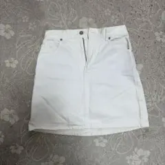 GU ホワイト 台形 デニム ミニスカート
