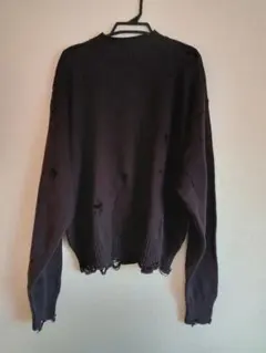 BTMK 黒 ダメージ加工 クルーネックセーター