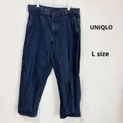 UNIQLO ユニクロ　ワイドテーパードジーンズ　L ブルー　バレルシルエットのサムネイル
