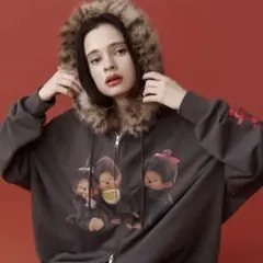 新品タグ付き♥ジュエティモンチッチファーパーカー♥激安 monchhichi×jouetie】ファードッキングZIPフーディ｜マークスタイラー