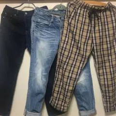 チェックパンツ デニム ジーンズ ユニクロ WEGO 3点セット
